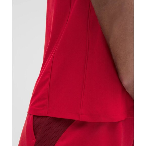 UV-Protective Striped Mesh Tennis T-Shirt - Lulu Red - Picture 3 of 5